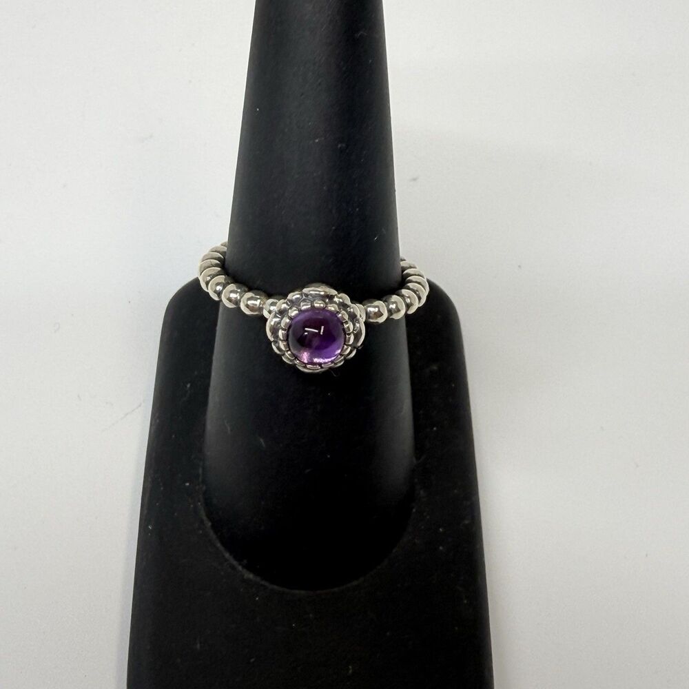 Pandora Sterling Silver 925 Amethyst Stackable Ring Sz 7 - Picture 3 of 9